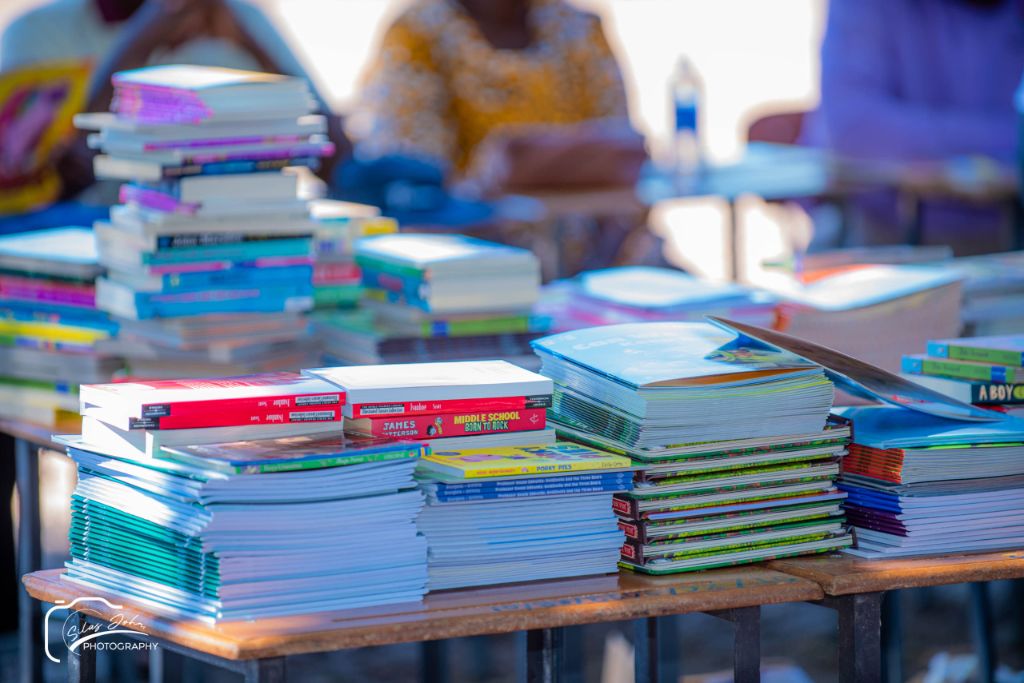 Donated books and stationery for Tsenga students